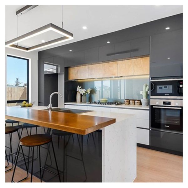 PVC Thermofoil Modern Kitchen Cabinet Porcelain Furniture Cabinet Set