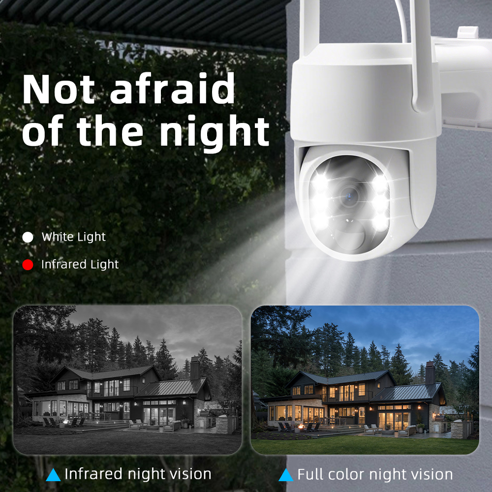 4MP Solar Security Camera Outdoor Wireless WiFi PTZ Surveillance Camera, Built‑in Battery, AI Human Detection, Two‑Way Audio, Dual Light Night Vision, IP66 Waterproof for Home Outside Monitoring