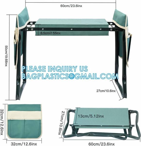 Garden Kneeler And Seat With Tool Pouch, Portable Folding Garden Stool, Heavy Duty Gardening Kneeling Bench