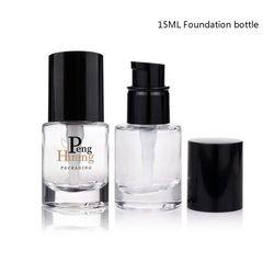 Cosmetic Packaging 30ml Square Foundation Glass Bottle With Black Pump Skin Care F123