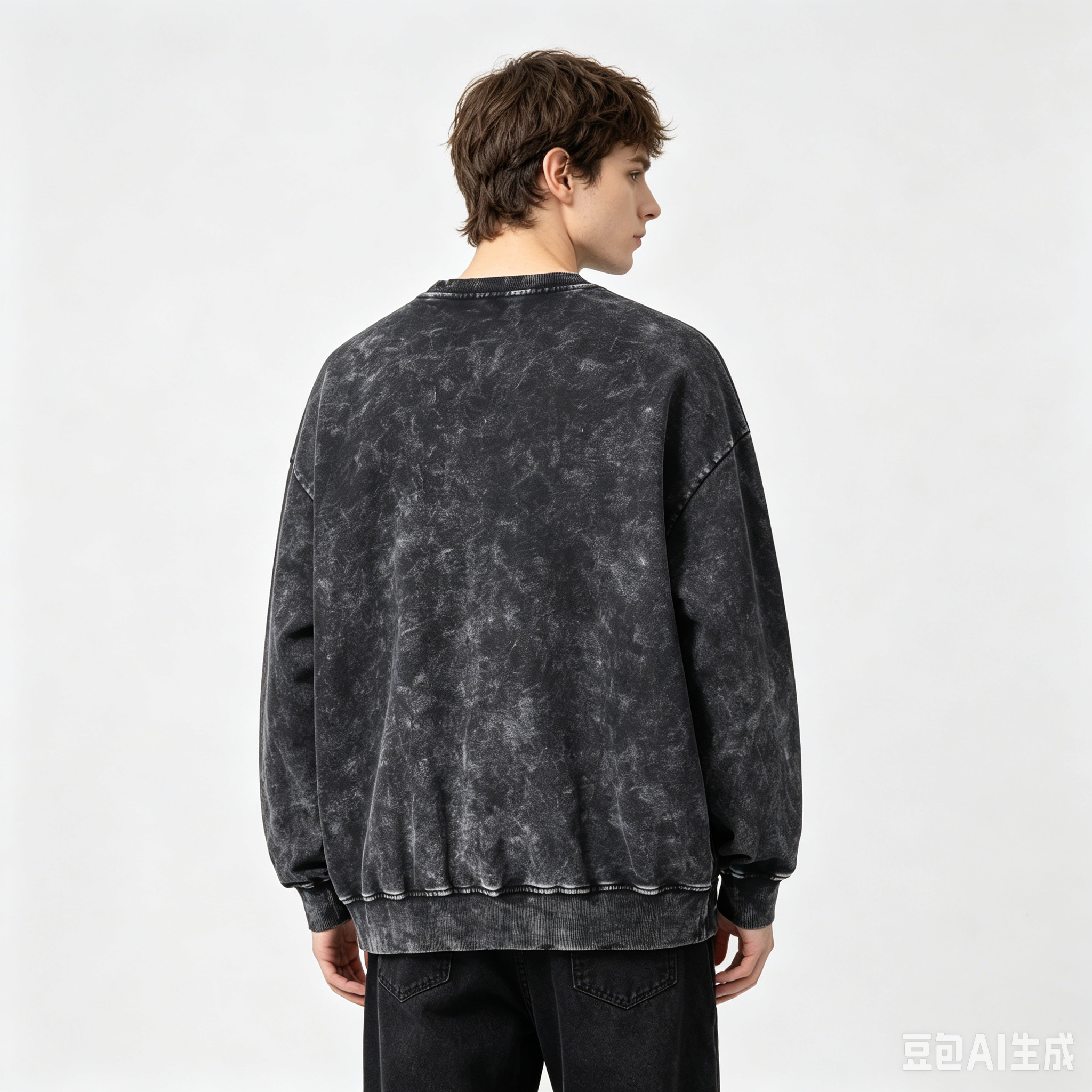 360g Heavy Snow Washed Hoodie Crew Neck Men Oversized Sweatshirt Vintage