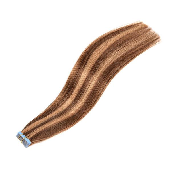 12A Grade European Raw Virgin 100% Remy Hair Tape In Hair Extension with P4/27 Color