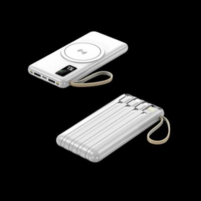 10000mAh Wireless Power Bank with 4 Cables, 3 Colors