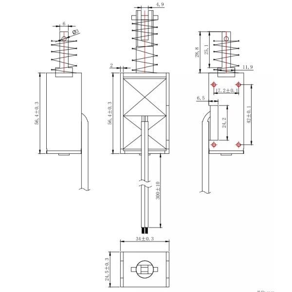 Замок соленоида U1040 19.2W 300gf 7mm
