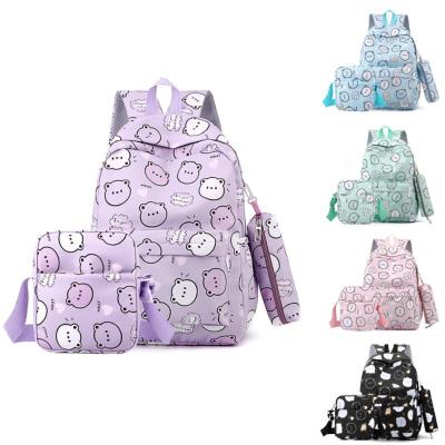 Mochila Versátil Mochila Junior High School Urso Cartoon Impressão Mochila Grande Capacidade Mochila Escolar Estudante