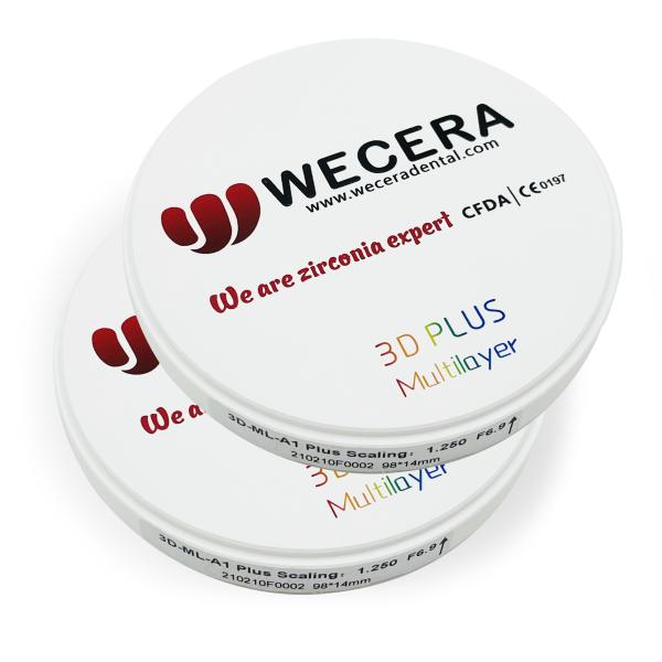 Translucency Zirconia 1050Mpa-700Mpa 43%-57% D98*22mm 3D разнослоистый 6 слоев