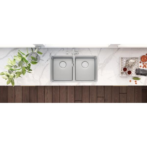 18 Gauge Kitchen Stainless Steel Two Bowl Sink Undermount Zero Radius