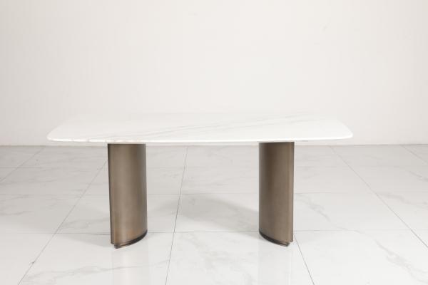 Contemporary Marble Dining Tables With Marble Top Stainless Steel Base Home Use