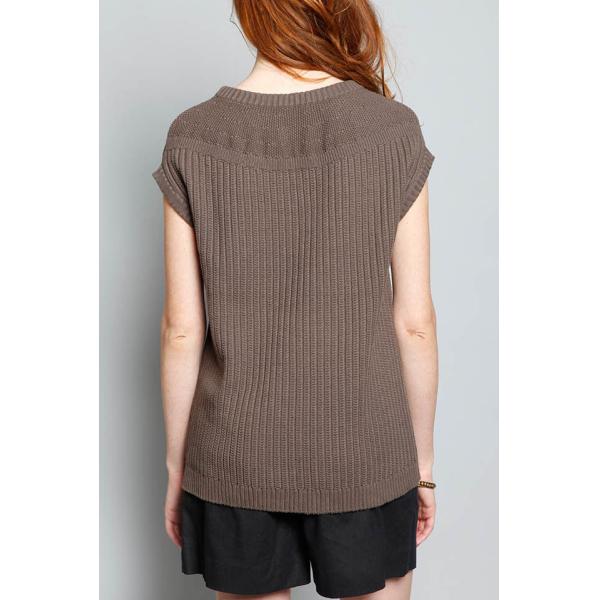 WOMEN'S 100% COTTON SLEEVELESS KNITTED SWEATER