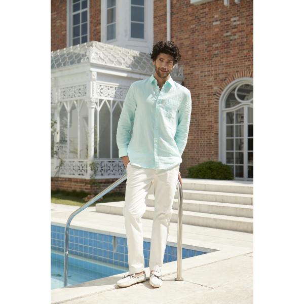 Water Green Long Dress Business Linen Men'S Pajamas
