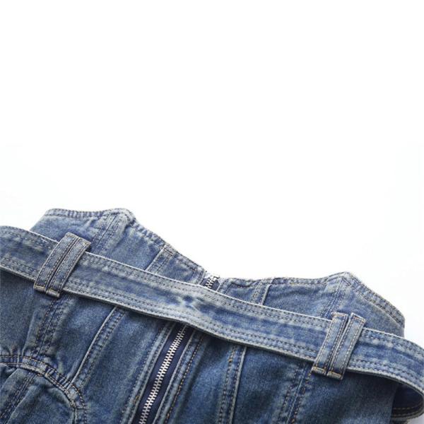 Голубые женщины джинсовой ткани безрукавные верхние части танка застегивают на молнию краткость обтирают лоно