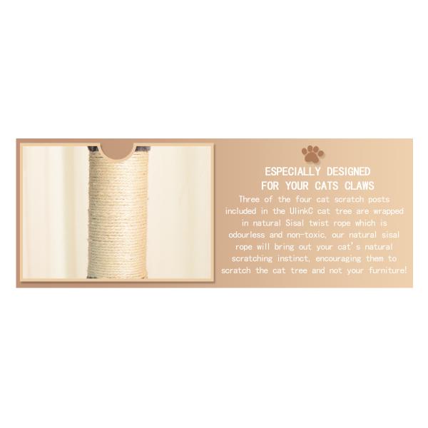 Sustainable Cat Tree Four Tier Floor-to-Ceiling Cat Climbing Tower with Cozy Hammock