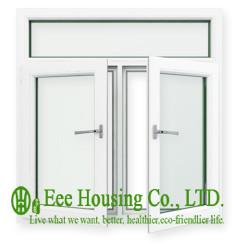 10mm Laminated Glass UPVC Casement Windows With RectangleTransom Design, White Color
