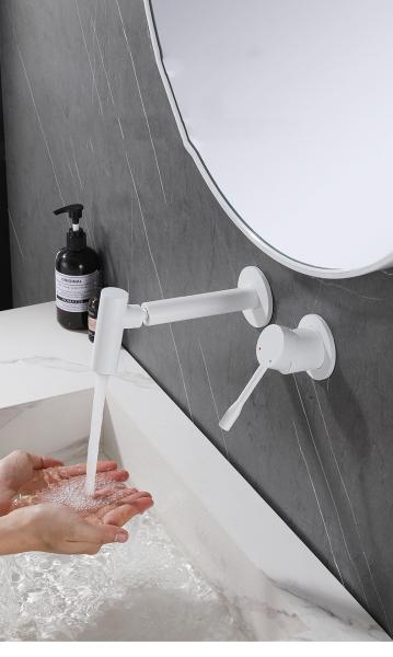 Hotel Wall Mount Bathroom Faucet Embedded White Sink Taps 2kg Customized