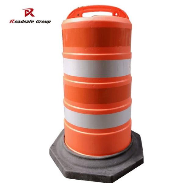 High Density PE Traffic Safety Barrel Unbreakable Red Road Crash Drum with Reflective Tape for Traffic Control