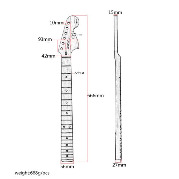 Электрическая гитара шея 22 фреты кленовая шея Fingerboard для ST гитары Правая рука регулируемый прут