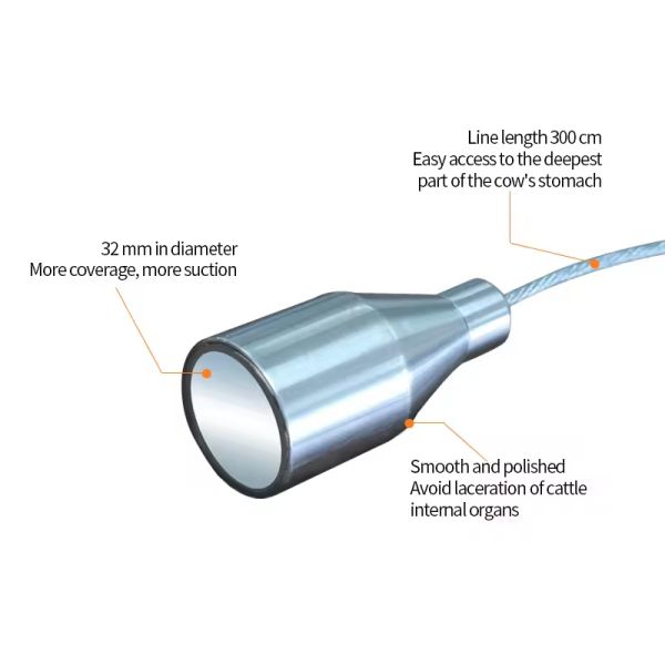 Heavy Duty Stainless Steel Handheld Rumen Magnet Extractor for Cow Stomach Tramp Iron Removal