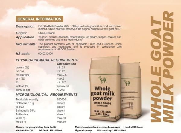 Ice Cream Food Industry Raw Goat Milk Powder Sterilized Full Cream