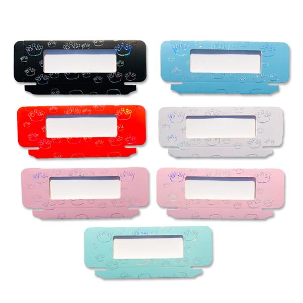 Colorful Paper Eyelash Packaging Sleeves With Clear Window Holographic Design