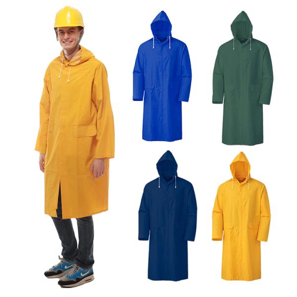 OXFORD CLOTH Custom Waterproof Thick Heavy Duty PVC Polyester Adult Yellow Raincoat