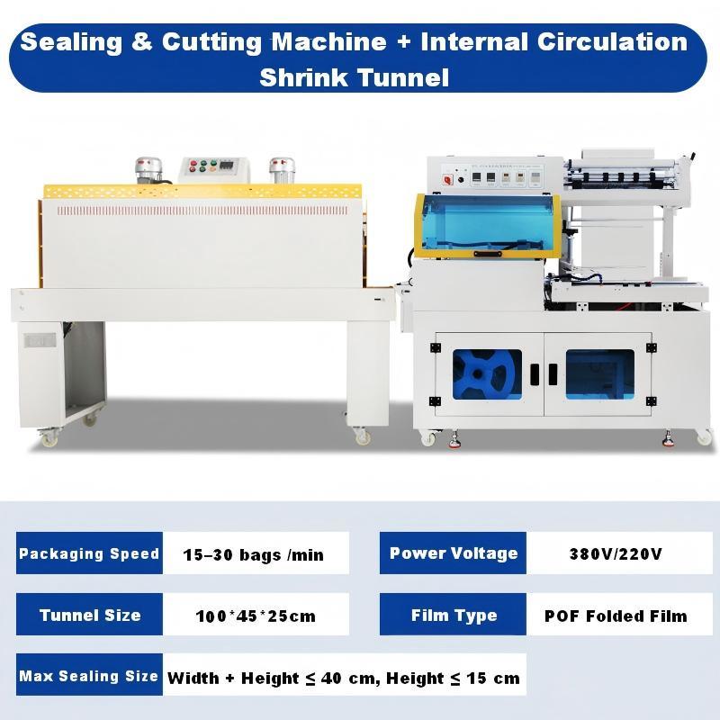 Fully Automatic Horizontal Sealing and Cutting Heat Shrink Wrapping Machine With 1m Tunnel for packaging lines