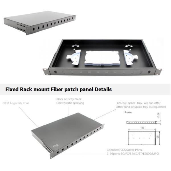 1U 19-дюймовая пустая фиксированная панель для монтажа в стойку с оптоволоконным кабелем