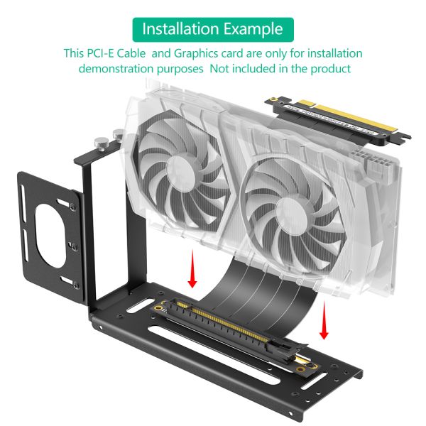 Black Graphics Card Holder Vertical Bracket with 24*17*6CM Size and 1 Year Warranty