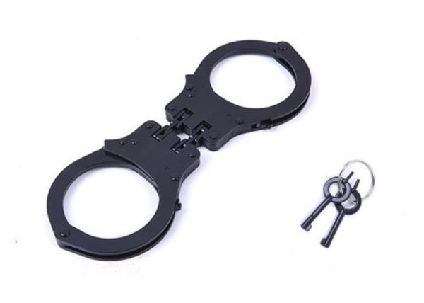 Carbon Steel Double Lock Lightweight Hinged Handcuffs Self - Defense Black Finish