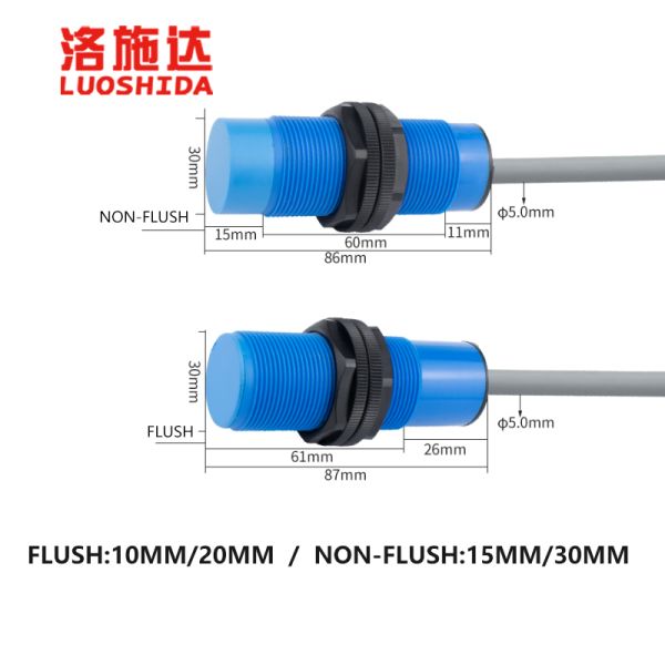 JIMOU M30 Capacitive Proximity Sensor Flush/Non-Flush NPN/PNP NO Shielded/Unshielded Short Circuit Protection