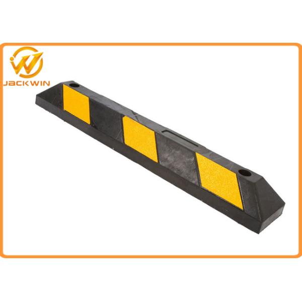 Car Rubber Wheel Stopper with Yellow Reflective Tape Easy Installation.