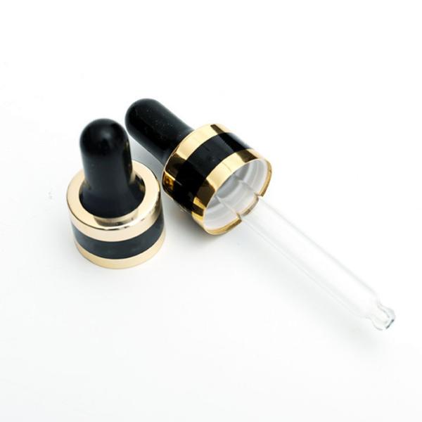 18mm 24mm Black Gold Aluminum Metal Essential Oil Dropper Caps With Silicone Nipple
