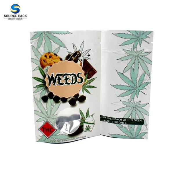 Custom Mylar Weed Packaging Stand Up Pouch Edible Packaging With Ziplock
