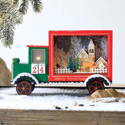 Calendário que conta a caixa de presente decorativa da casa de madeira do Natal da caixa de armazenamento