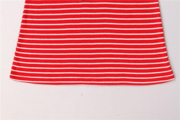Printed Red White Striped Tee Girls Longline T Shirt 65% Polyester 35% Cotton