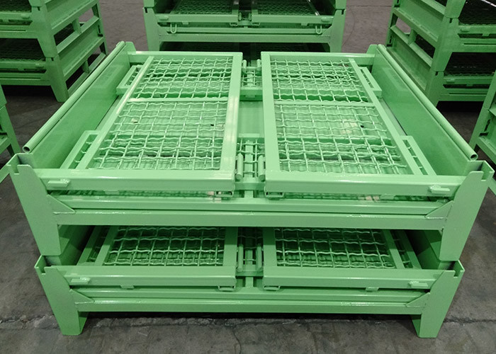 Ящика Stillage металла паллет Stackable Stackable арретирует зеленое Powdercoating 1.5T