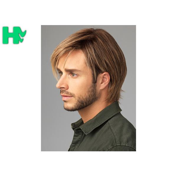 Fashion New Arrival Mens Hair Pieces Wigs With Side Bang For Young Men Use
