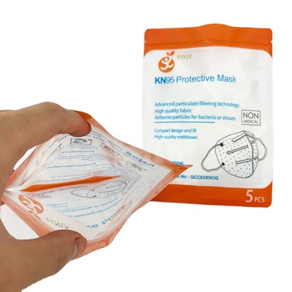 China Factory Custom Resealable Mouth-muffle Pouch Reusable Plastic Zip Lock Packaging Bag for N95/KF94/medical Facemask
