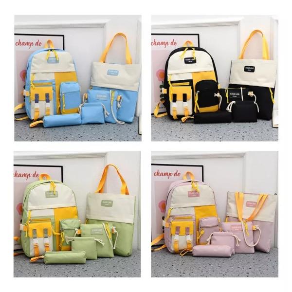 Canvas Backpack School Bag Sets Waterproof Travel Teenagers Backpacks