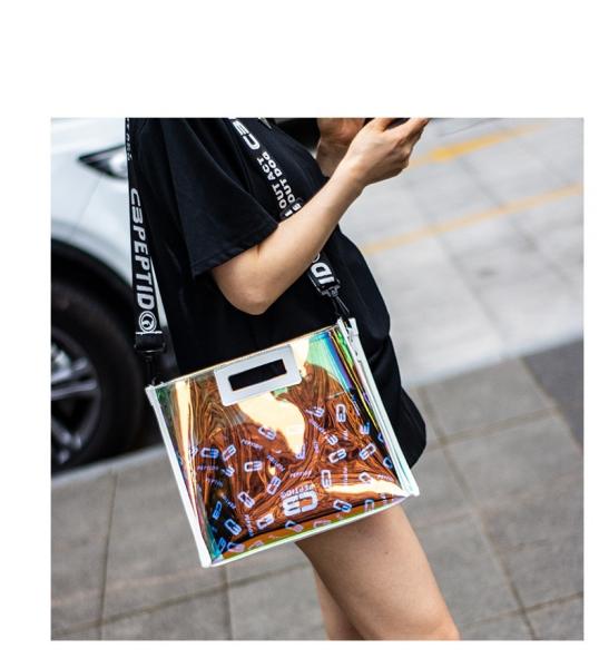Custom Beach Bag Wholesale Pvc Shopping Bag Luxury Waterproof Holographic Clear Tote Bags With Logo Women Cosmetic Handbags