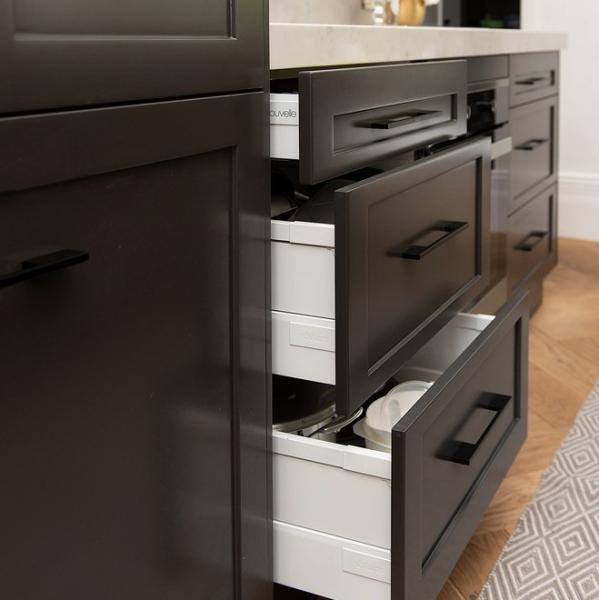Modular Lacquer Kitchen Cabinet Modern Shaker Luxury Plywood Matte Black