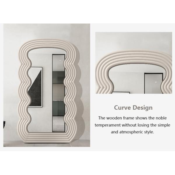 White Wavy Full Length Mirror 71x32 Arched Mirror For Bedroom And Living Room
