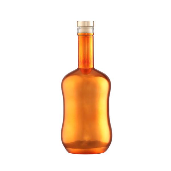750 ml bouteille en verre vide en or électroplaqué pour les spiritueux Vodka Gin Champagne Liquore