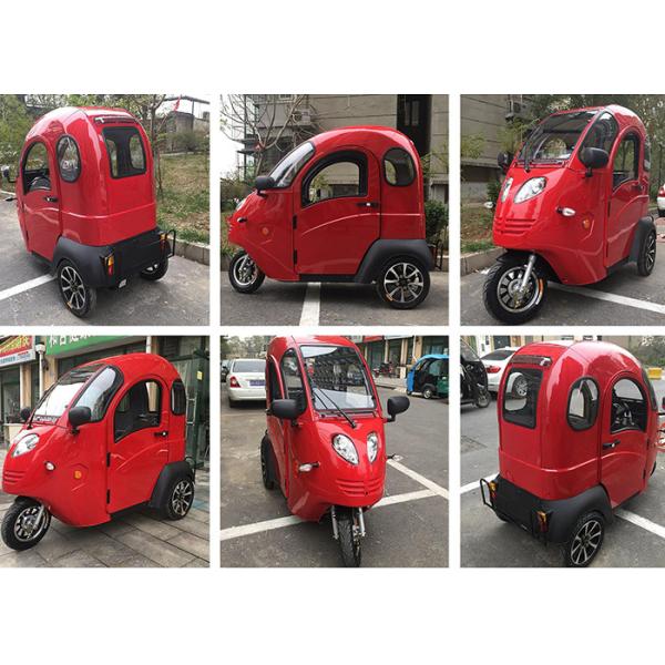 Passenger Enclosed Electric Tricycle 60 V 800 W 2 Seats For Adult 25 Km/H