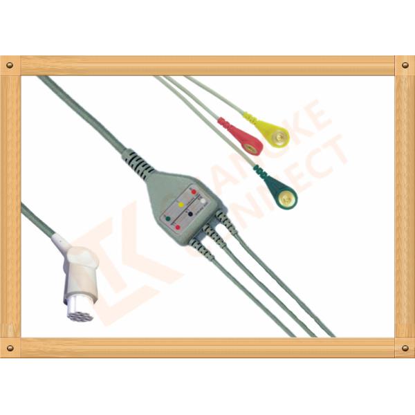 Gray SW Artema ECG Patient Cable 3 Leads Snap IEC durability