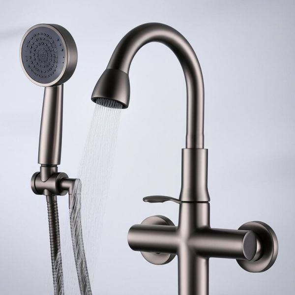 Customizable Brass Faucets with Gunmetal Finish and Hand Shower