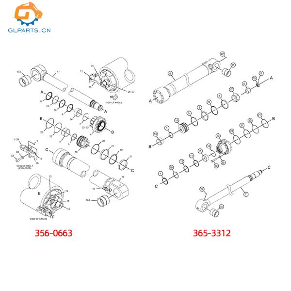 E385 E390F 390D Cat Boom cilindro 1559068 356-0663 362-9780 365-3312 204-4916