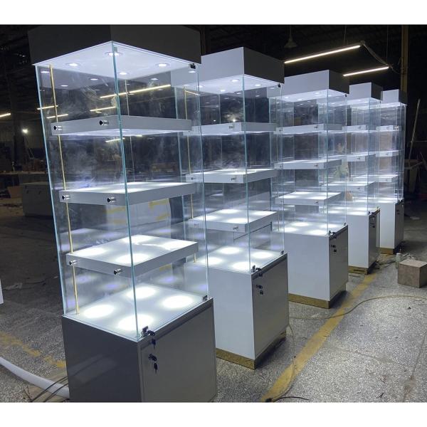 Quiosque claro da prata da mostra do suporte da caixa de vidro de cremalheira de exposição da joia para a alameda