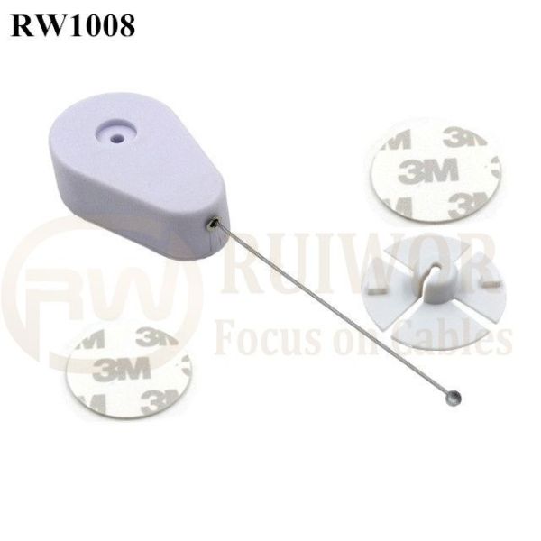 RW1008 Drop-Shaped Retractable Security Tether Plus Dia 38mm Circular Sticky Flexible ABS Plate For Store Display