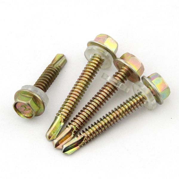 Carbon Steel Yellow Zinc Plated Hexagon Wood Screw With Self Drilling Pad