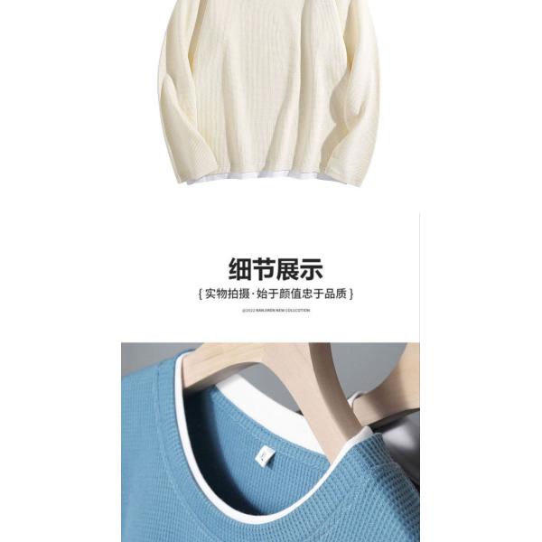 6xl 5xl 3xl Crewneck Sweatshirt Oversized Casual Style Men'S Waffle Knit Thermal Fleece T-Shirt